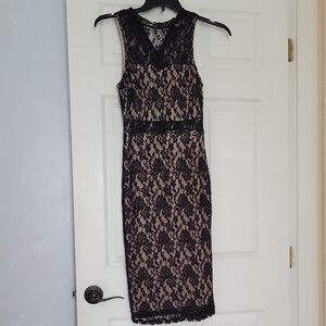 love, Fire Black Lace Midi Dress